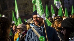 Danish teachers protest during teacher lockout.