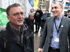 The teachers' union DLF, led by Anders Bondo Christensen (left), in grueling negotiations with Michael Ziegler (right) and KL (Photo: Scanpix)