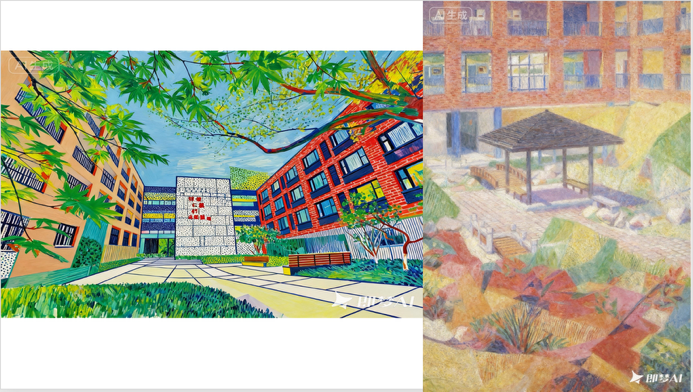 Pictures of drawings based on the school.