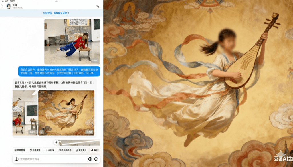 Students using AI with artwork. 