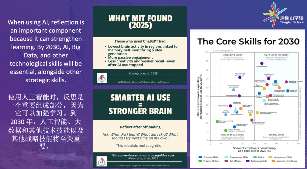 Baronia’s presentation slide to the students about AI usage and its effect on learning